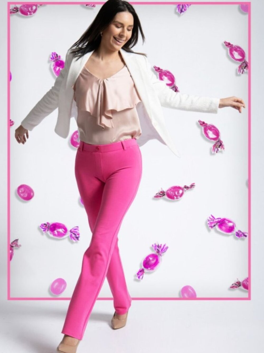 New Betabrand Gumdrop Pink Straight Classic Dress Pant Yoga Pants Large